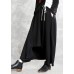 Women black cotton skirt elastic waist asymmetric skirt