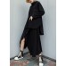 Modern black cotton linen asymmetric Ruffles fall skirt