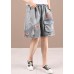 Organic Grey Patchwork Print Denim hot Pants